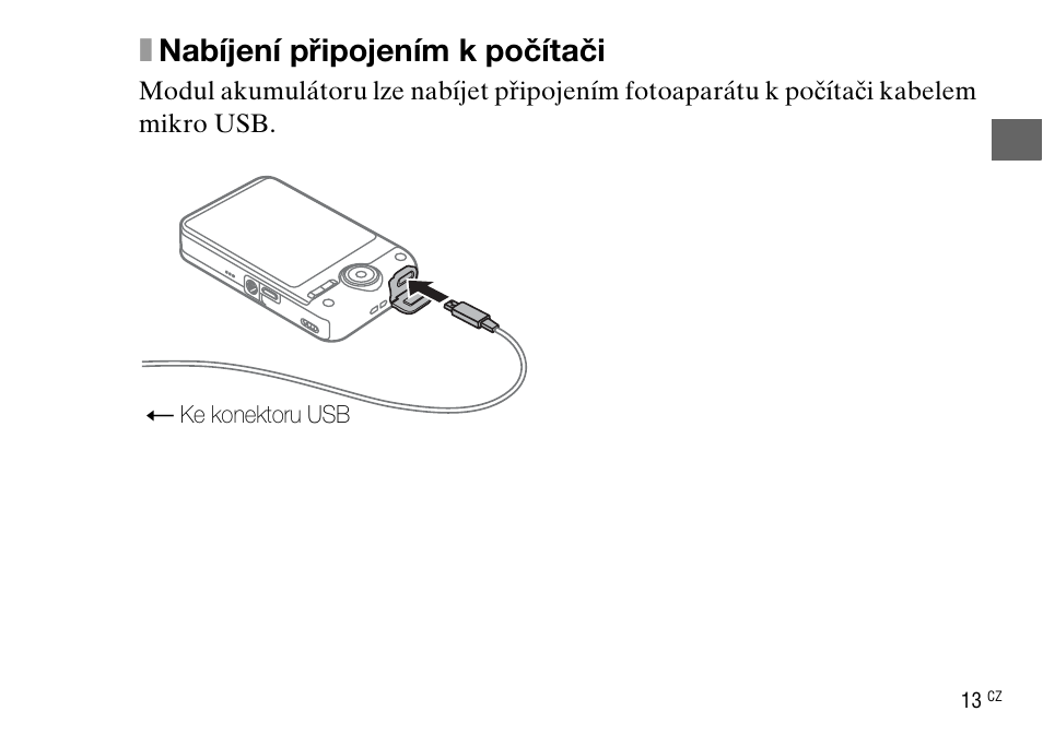 Xnabíjení připojením k počítači | Sony DSC-WX220 User Manual | Page 279 / 499