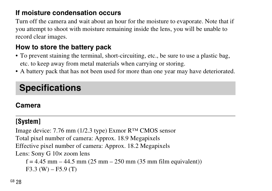 Specifications | Sony DSC-WX220 User Manual | Page 28 / 499