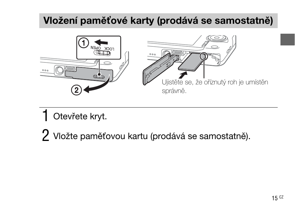 Vložení paměťové karty (prodává se samostatně) | Sony DSC-WX220 User Manual | Page 281 / 499