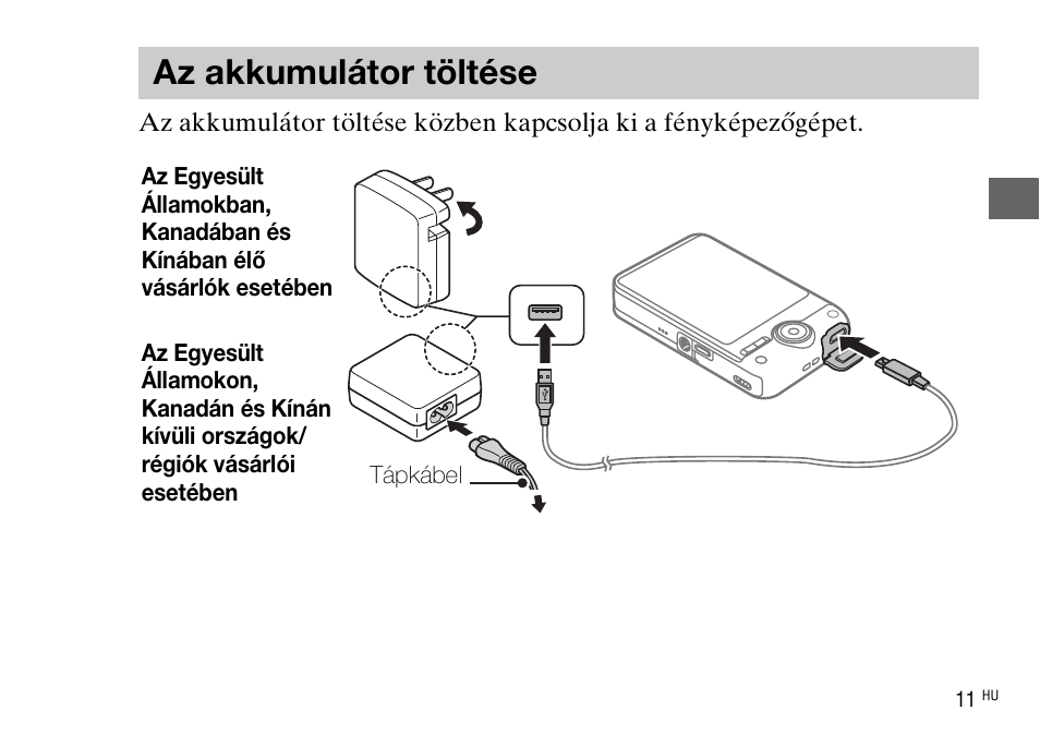 Az akkumulátor töltése | Sony DSC-WX220 User Manual | Page 309 / 499