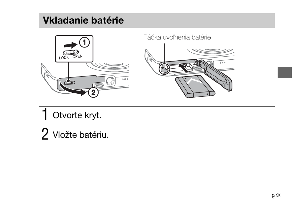Vkladanie batérie | Sony DSC-WX220 User Manual | Page 343 / 499