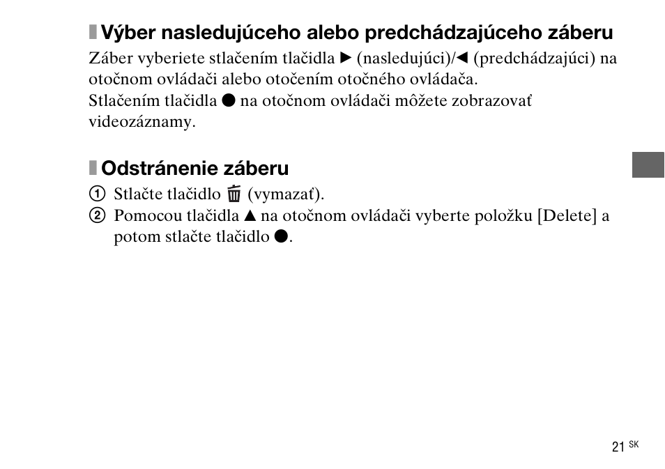 Xvýber nasledujúceho alebo predchádzajúceho záberu, Xodstránenie záberu | Sony DSC-WX220 User Manual | Page 355 / 499