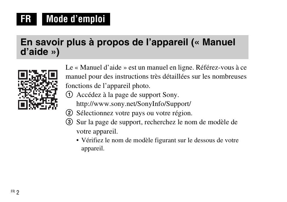 Français | Sony DSC-WX220 User Manual | Page 36 / 499