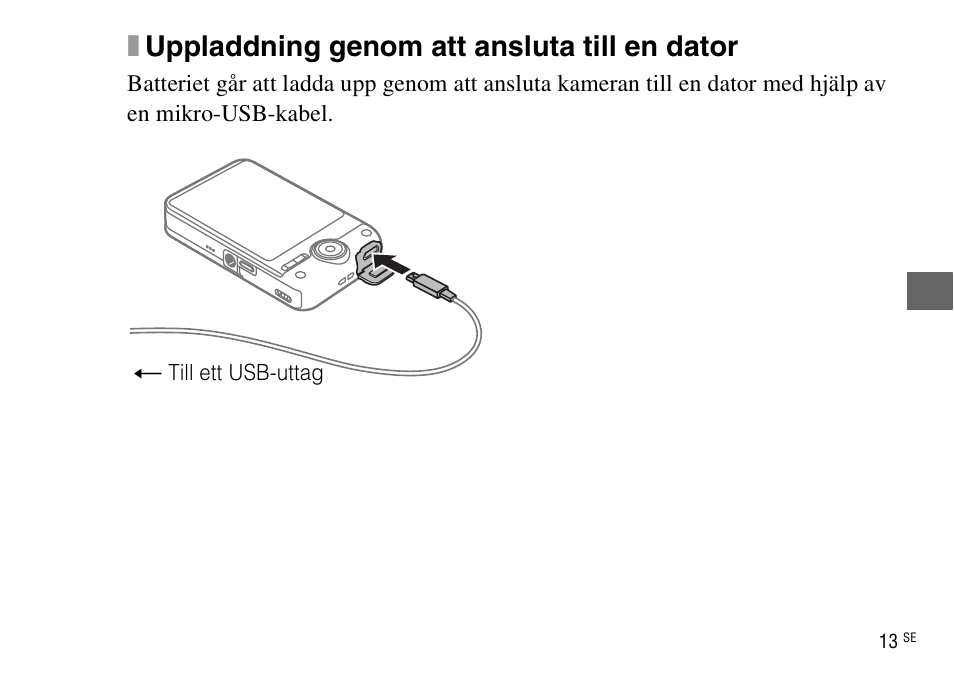 Xuppladdning genom att ansluta till en dator | Sony DSC-WX220 User Manual | Page 381 / 499