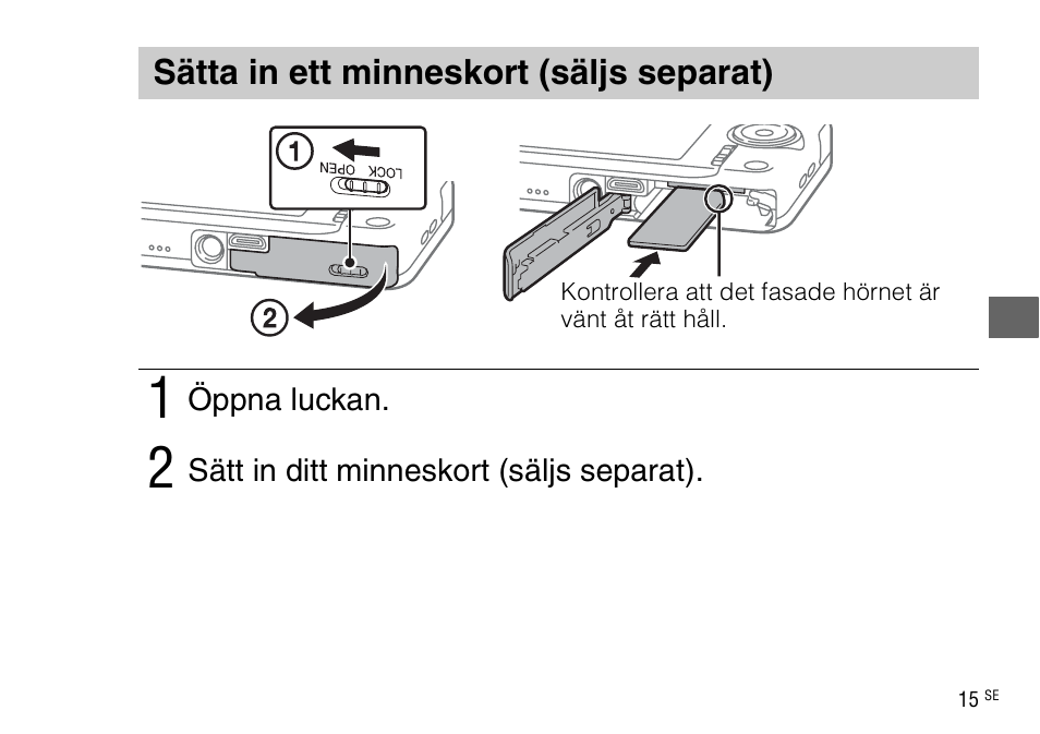 Sätta in ett minneskort (säljs separat) | Sony DSC-WX220 User Manual | Page 383 / 499