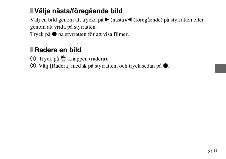 Xvälja nästa/föregående bild, Xradera en bild | Sony DSC-WX220 User Manual | Page 389 / 499