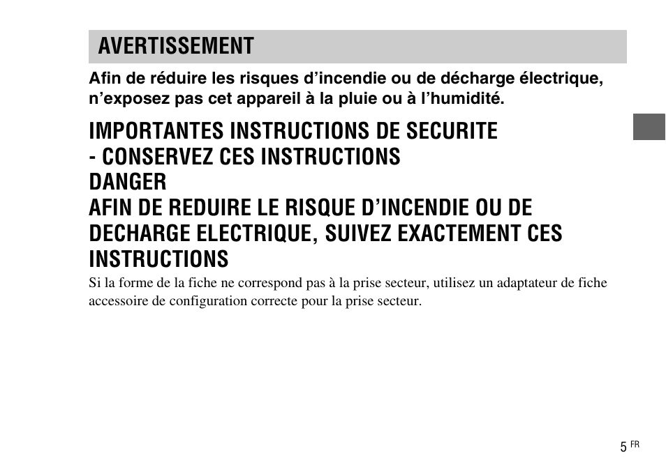 Avertissement | Sony DSC-WX220 User Manual | Page 39 / 499