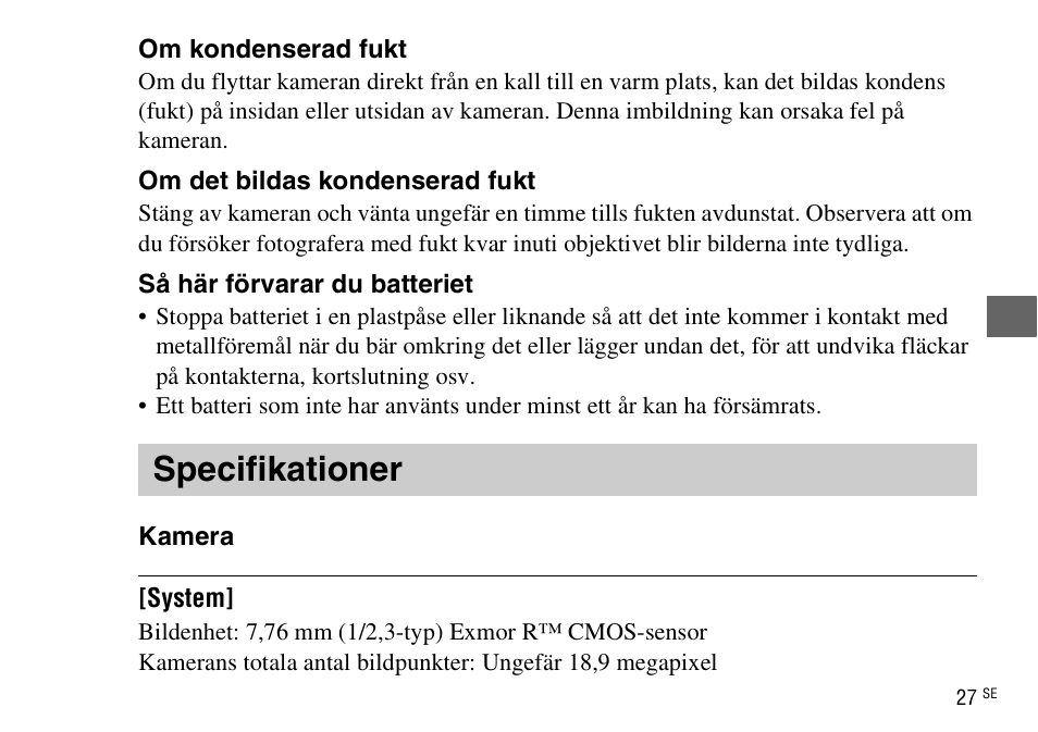 Specifikationer | Sony DSC-WX220 User Manual | Page 395 / 499