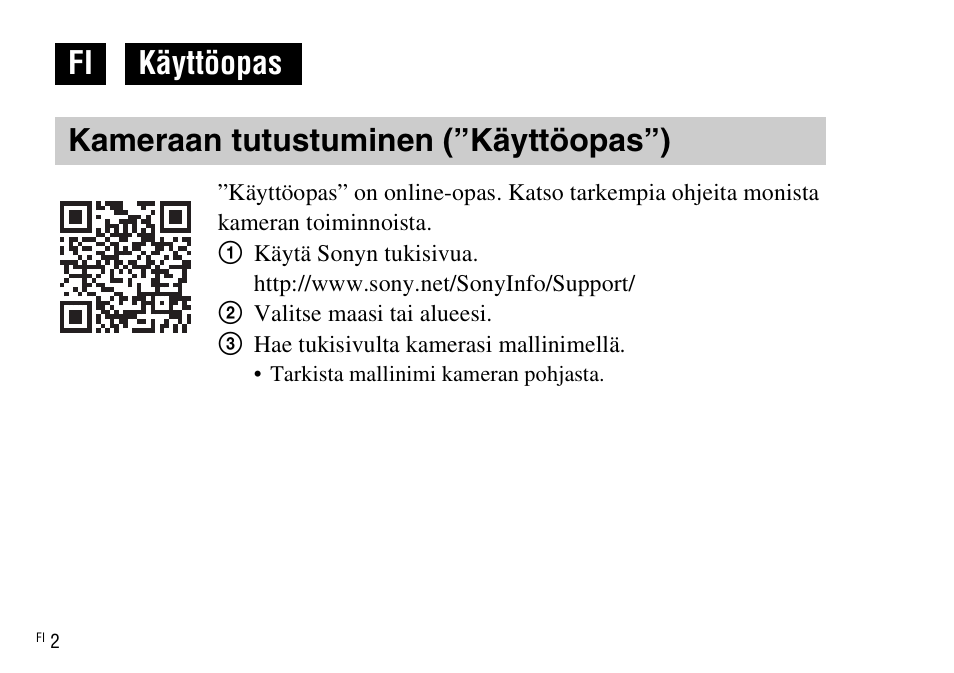 Suomi, Kameraan tutustuminen (”käyttöopas”), Fi käyttöopas kameraan tutustuminen (”käyttöopas”) | Sony DSC-WX220 User Manual | Page 402 / 499