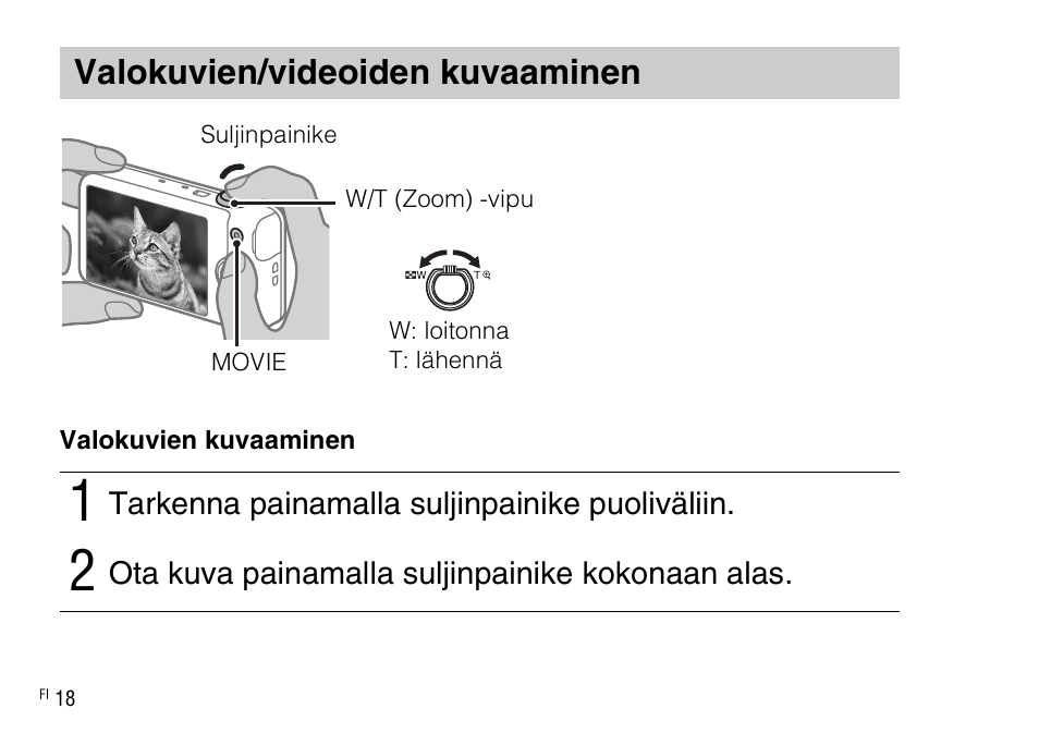 Valokuvien/videoiden kuvaaminen | Sony DSC-WX220 User Manual | Page 418 / 499