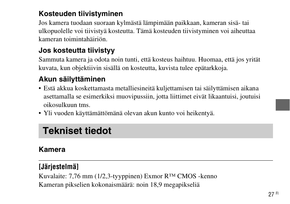 Tekniset tiedot | Sony DSC-WX220 User Manual | Page 427 / 499