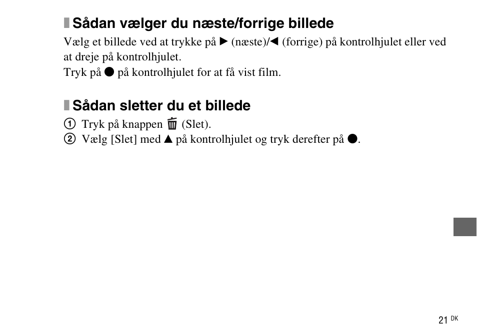 Xsådan vælger du næste/forrige billede, Xsådan sletter du et billede | Sony DSC-WX220 User Manual | Page 483 / 499