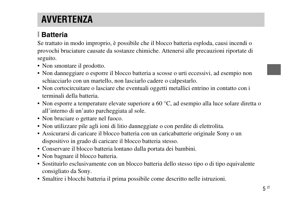 Avvertenza | Sony DSC-WX220 User Manual | Page 73 / 499