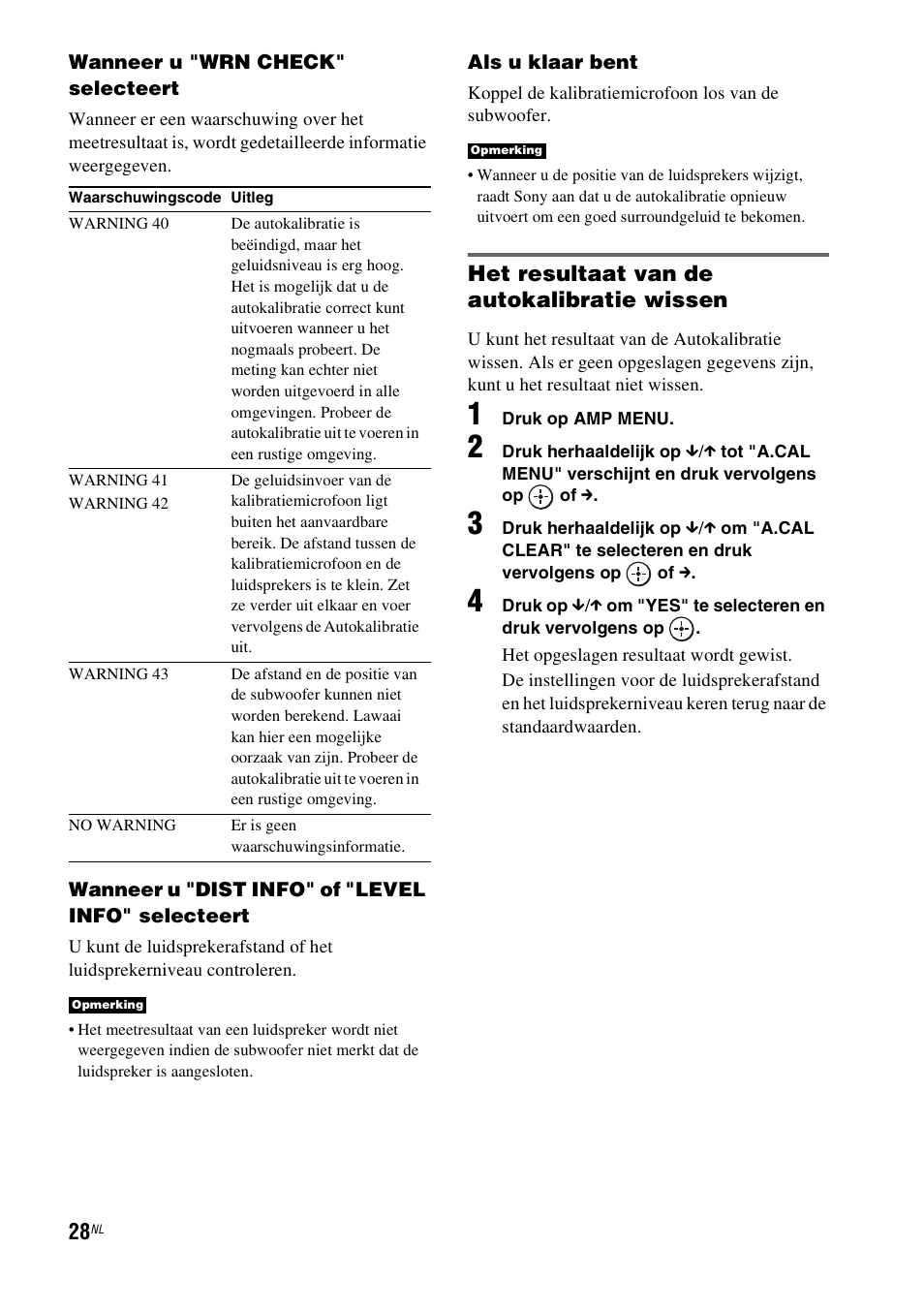 Het resultaat van de autokalibratie wissen | Sony HT-IS100 User Manual | Page 114 / 256