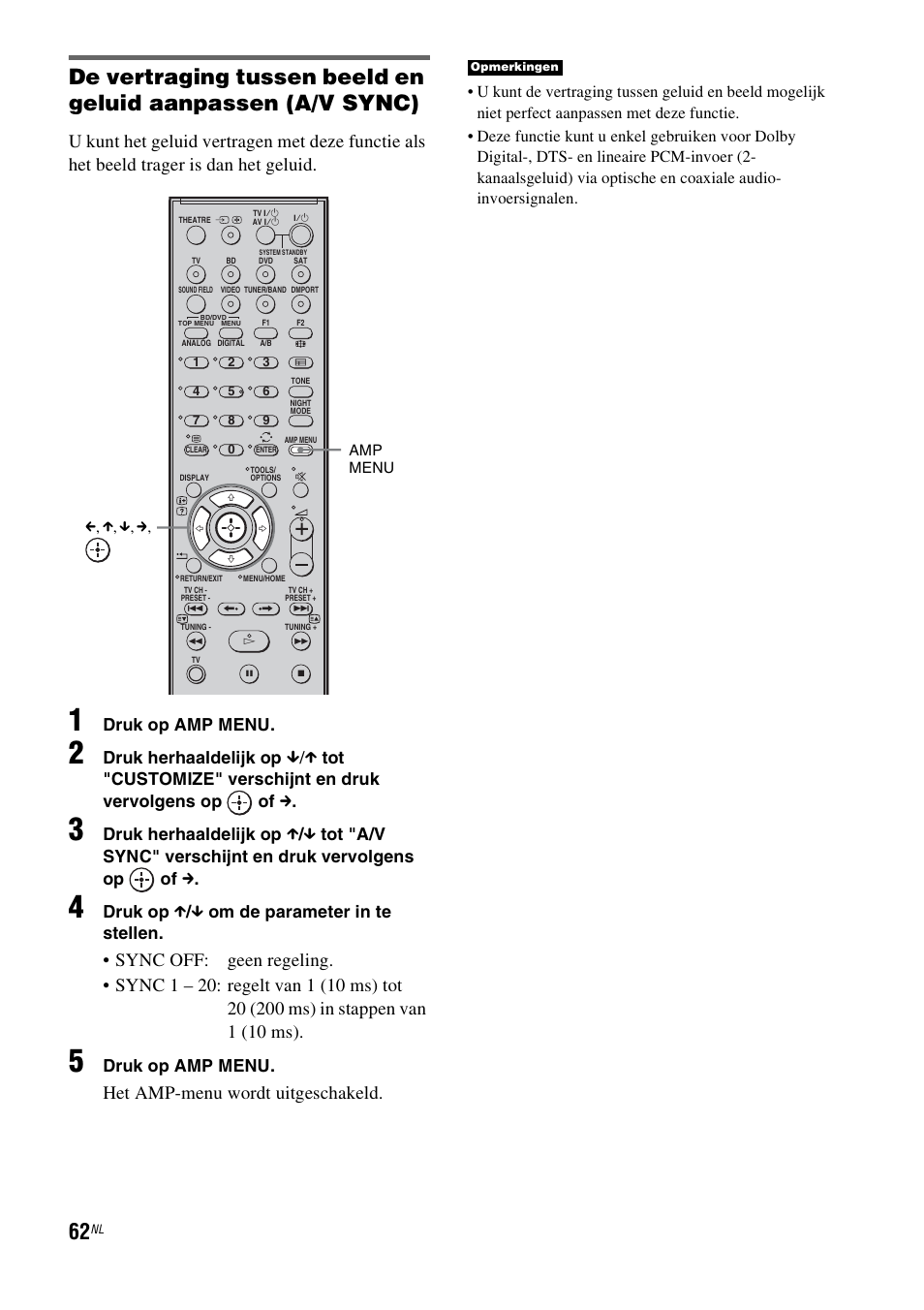 Het amp-menu wordt uitgeschakeld, Druk op amp menu, Druk herhaaldelijk op | Druk op x / x om de parameter in te stellen | Sony HT-IS100 User Manual | Page 148 / 256