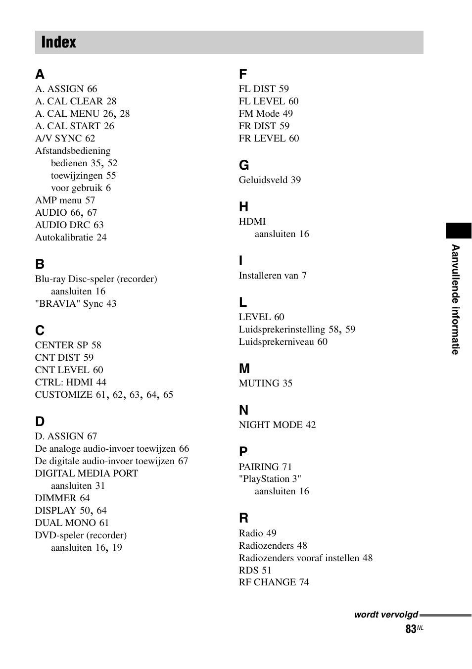 Index | Sony HT-IS100 User Manual | Page 169 / 256