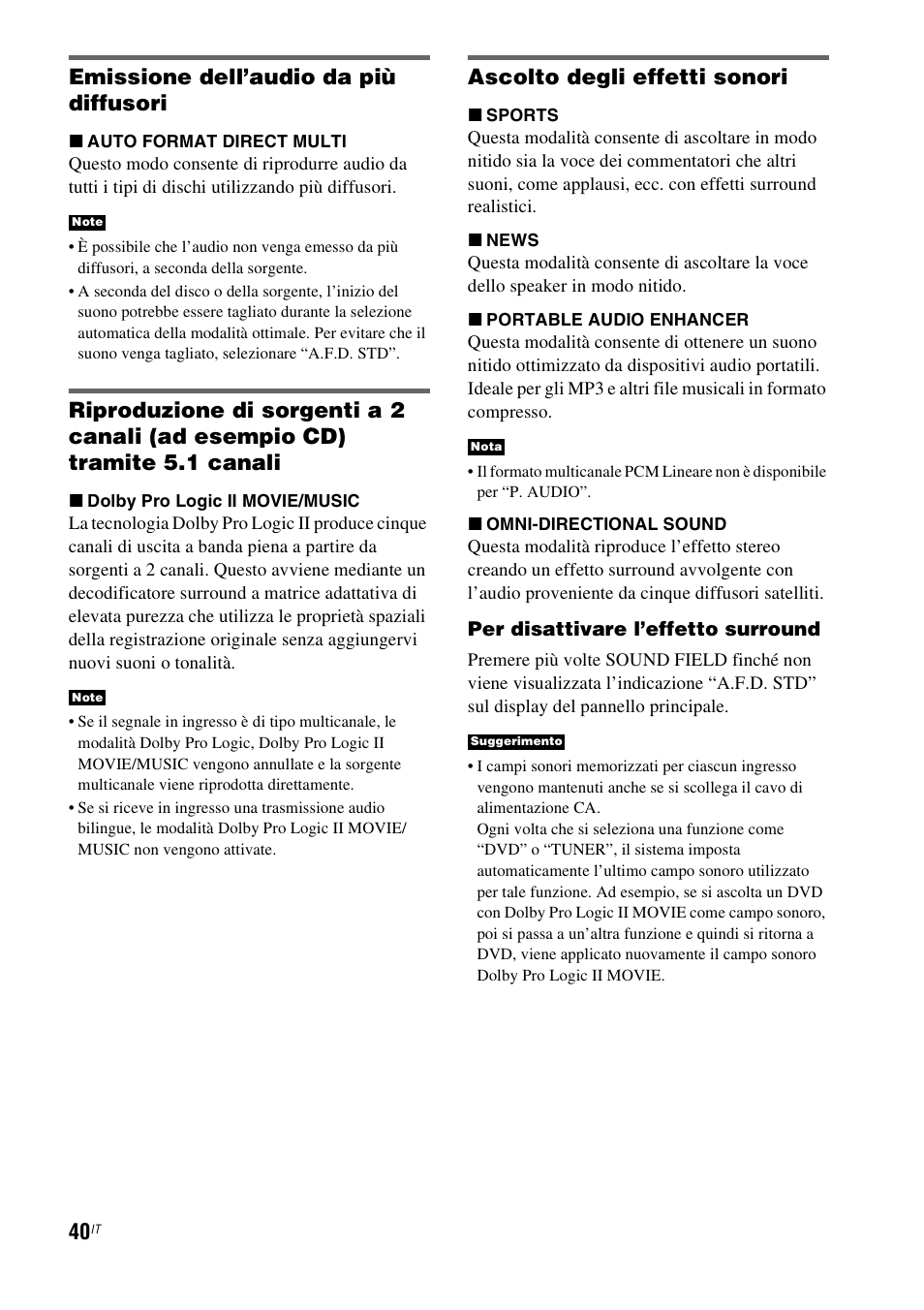 Emissione dell’audio da più diffusori, Ascolto degli effetti sonori | Sony HT-IS100 User Manual | Page 210 / 256