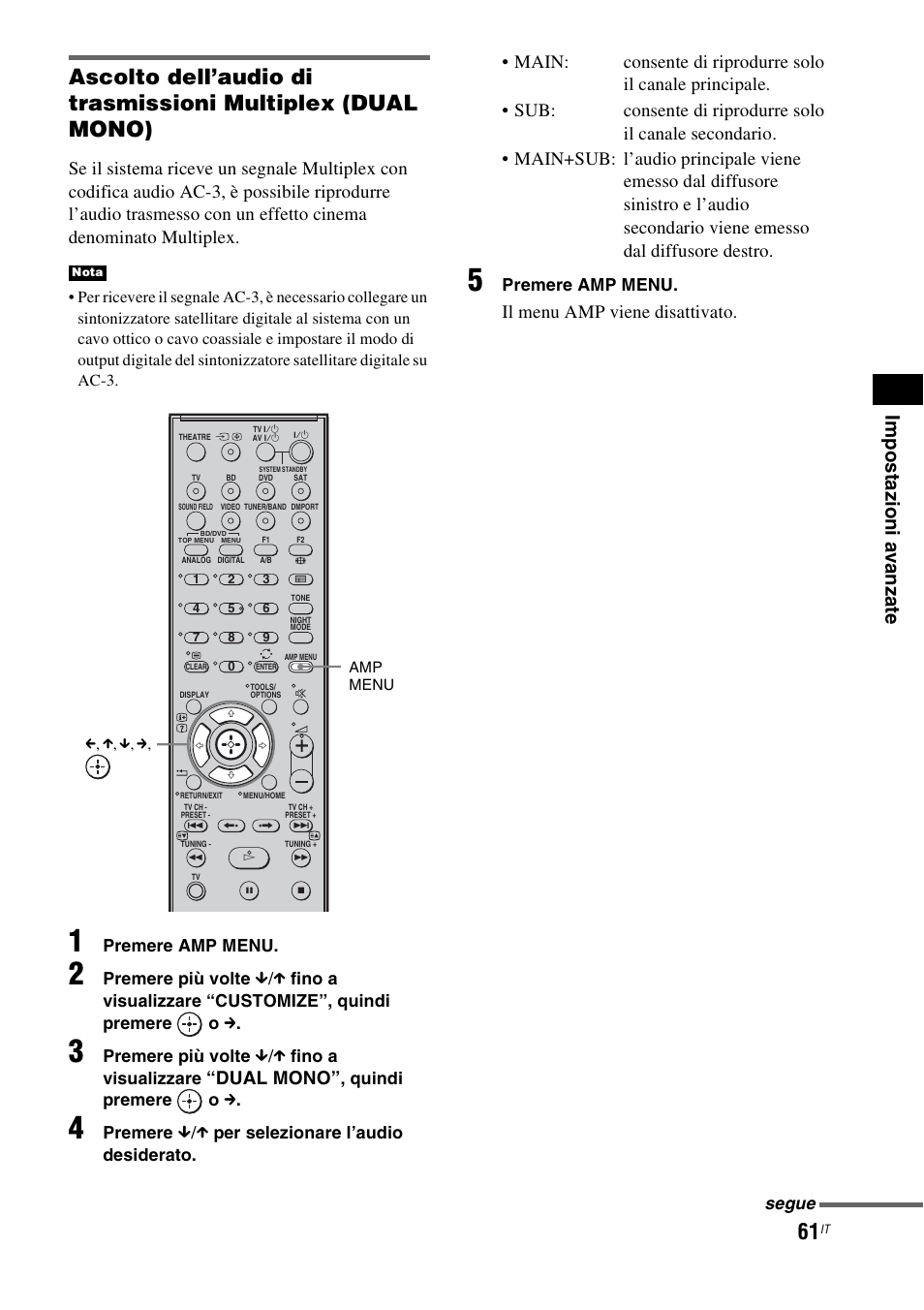 Dual mono, Il menu amp viene disattivato | Sony HT-IS100 User Manual | Page 231 / 256