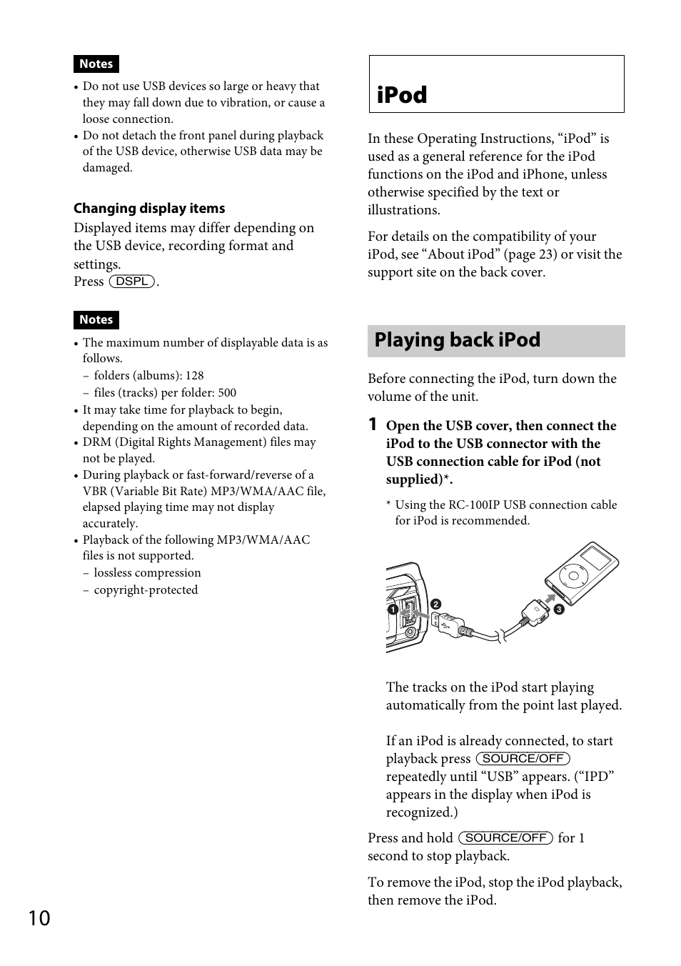 Ipod, Playing back ipod | Sony CDX-GT565UV User Manual | Page 10 / 156