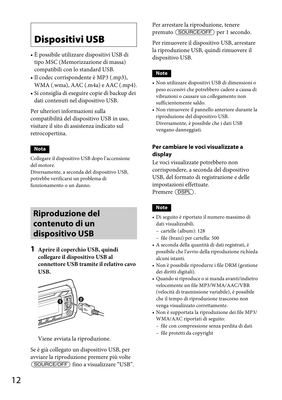 Dispositivi usb, Riproduzione del contenuto di un dispositivo usb | Sony CDX-GT565UV User Manual | Page 102 / 156