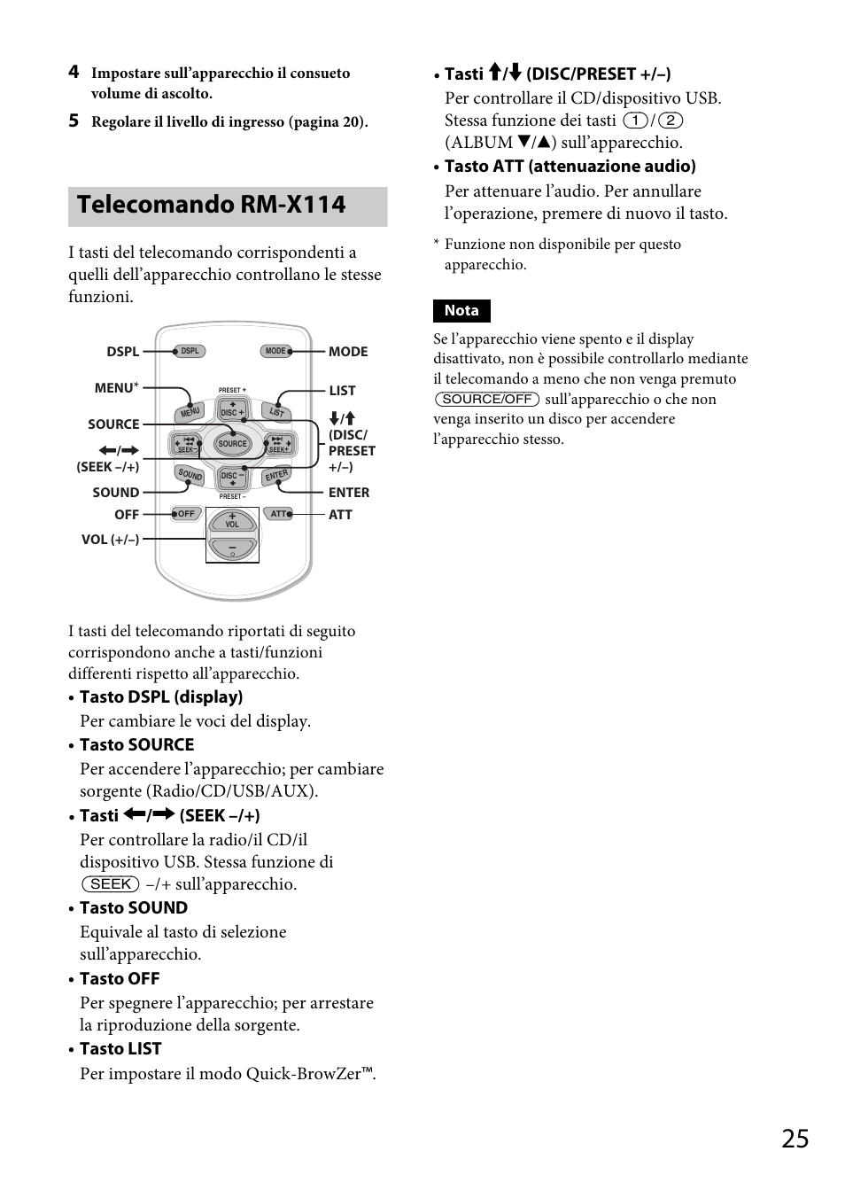 Telecomando rm-x114 | Sony CDX-GT565UV User Manual | Page 115 / 156