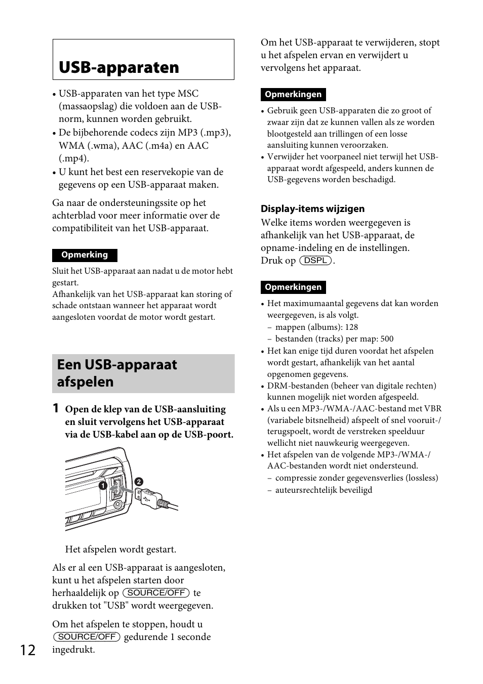 Usb-apparaten, Een usb-apparaat afspelen | Sony CDX-GT565UV User Manual | Page 134 / 156