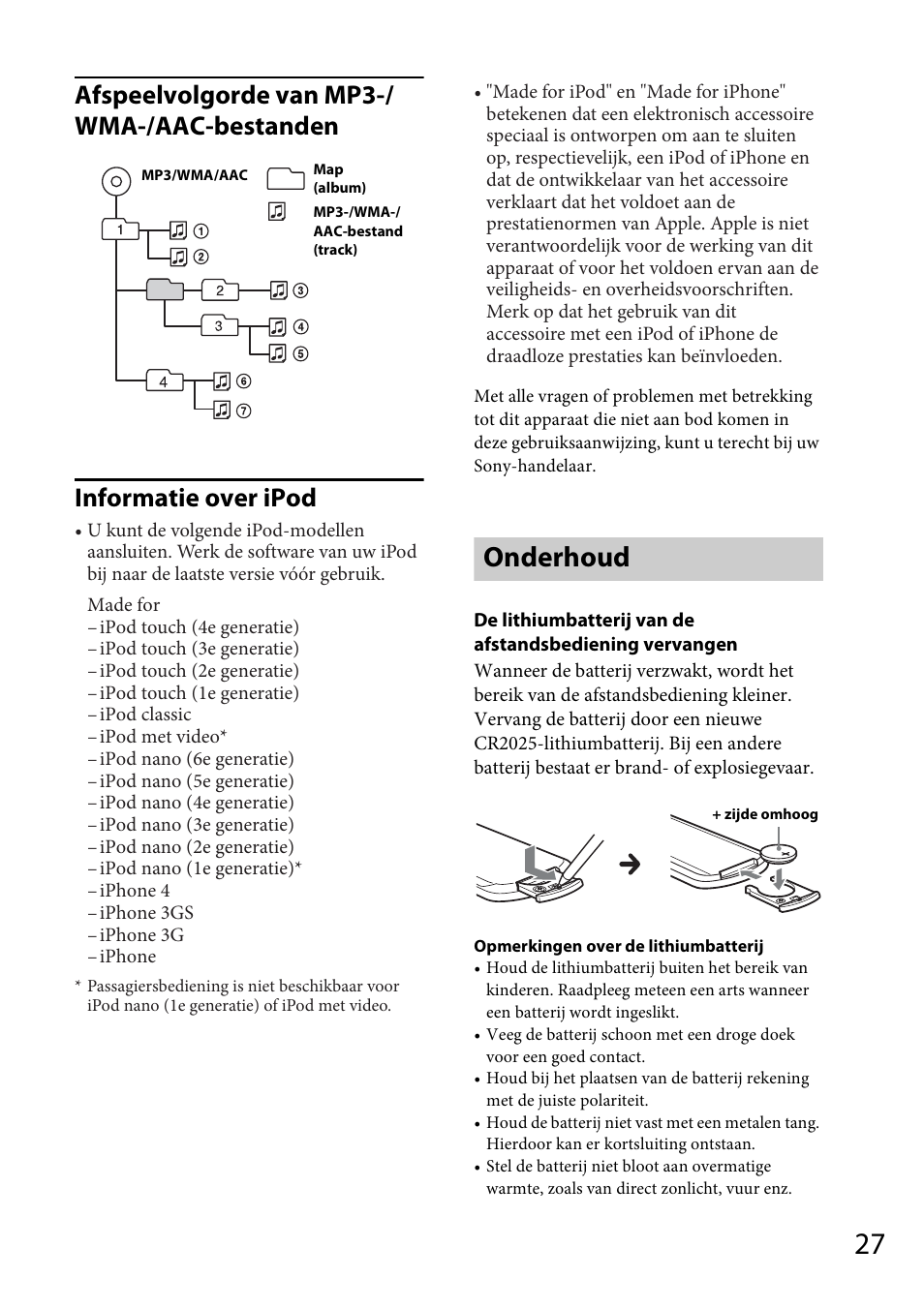 Onderhoud | Sony CDX-GT565UV User Manual | Page 149 / 156