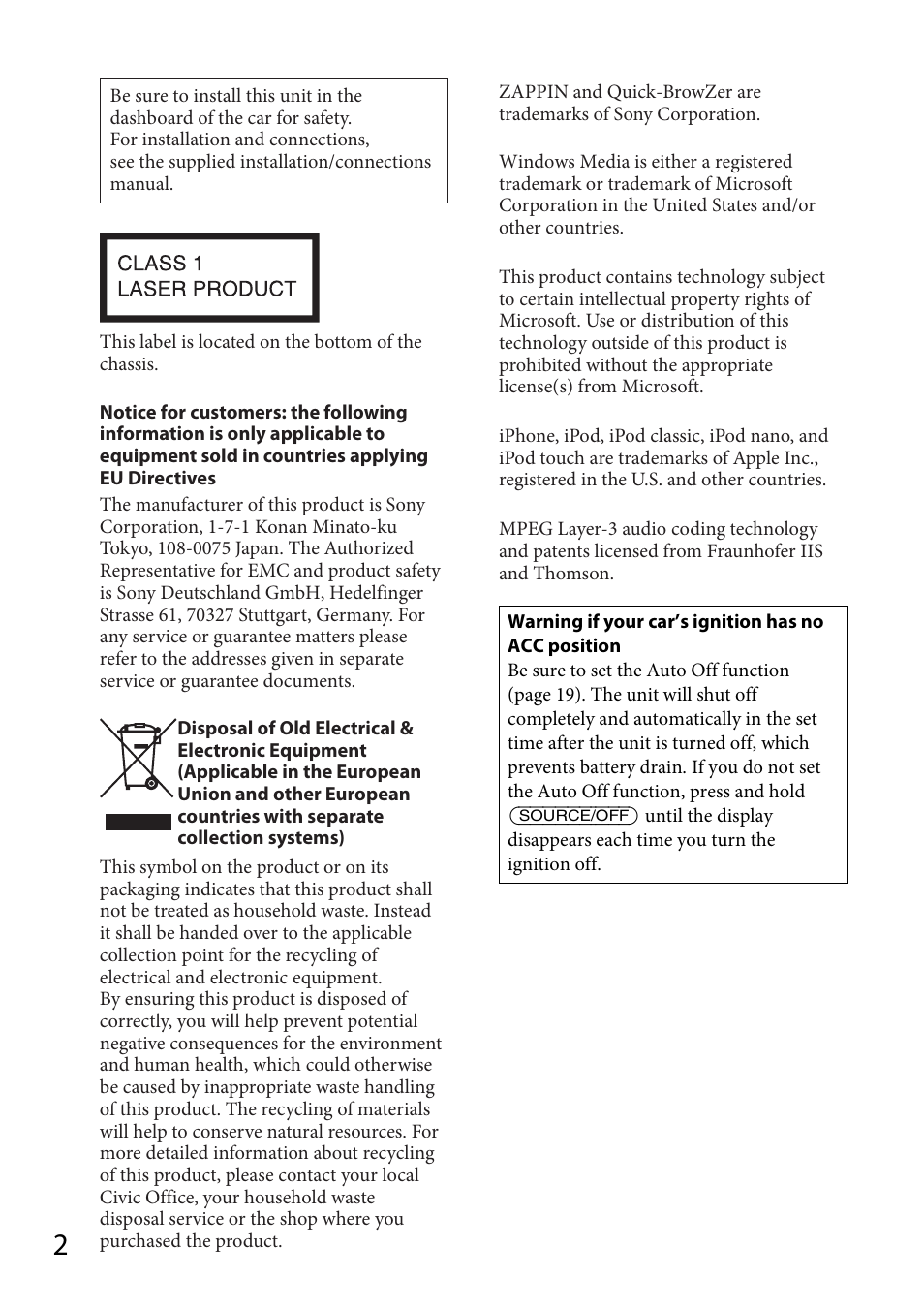 Sony CDX-GT565UV User Manual | Page 2 / 156