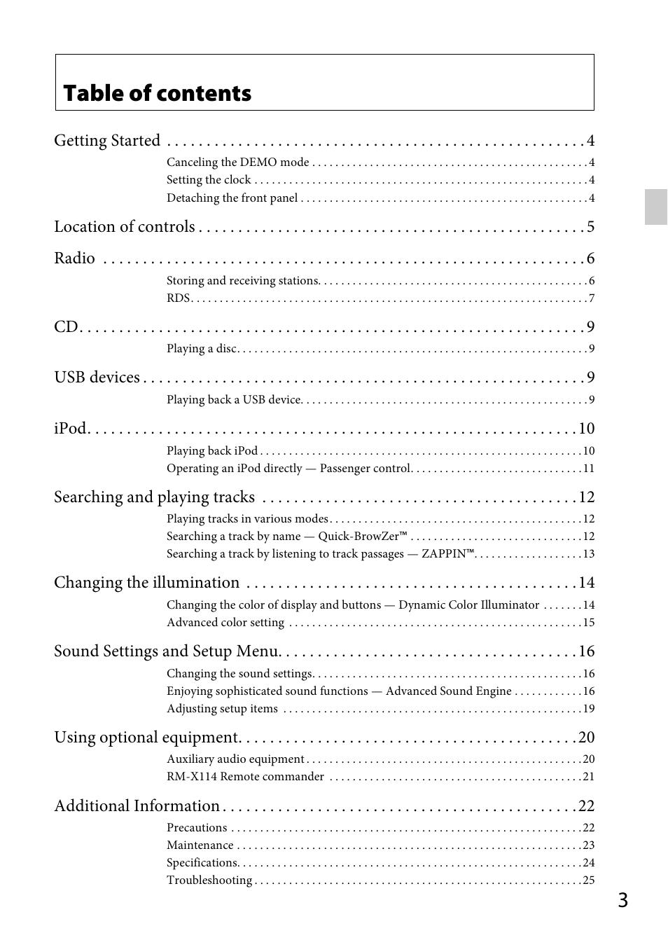 Sony CDX-GT565UV User Manual | Page 3 / 156