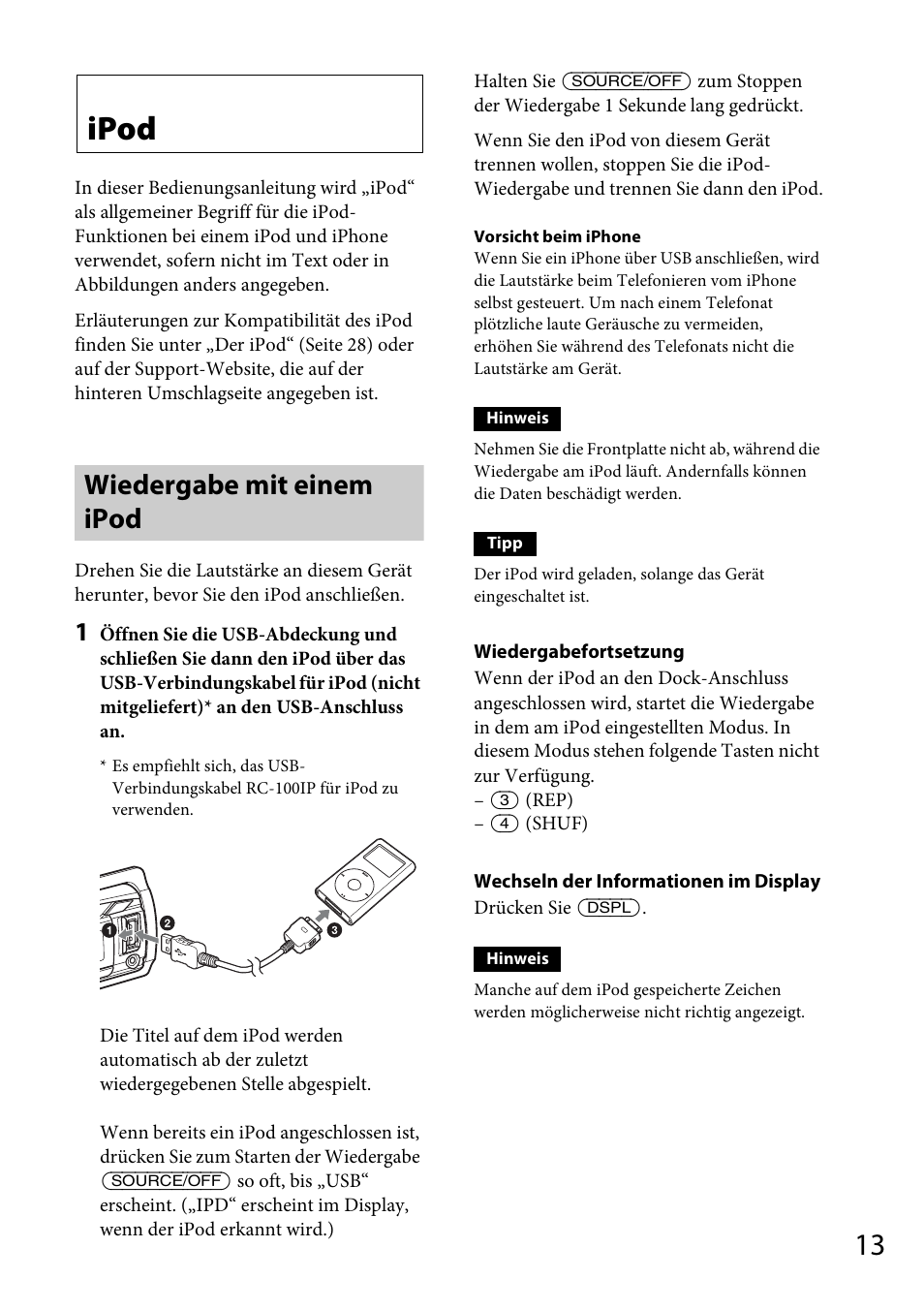 Ipod, Wiedergabe mit einem ipod | Sony CDX-GT565UV User Manual | Page 39 / 156