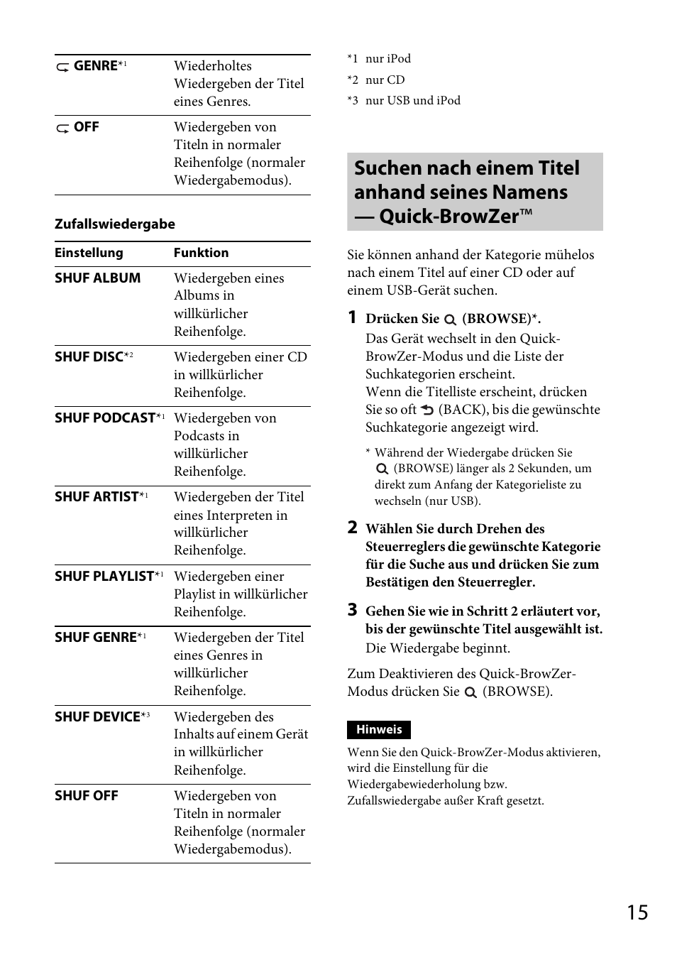 Seite 15 | Sony CDX-GT565UV User Manual | Page 41 / 156