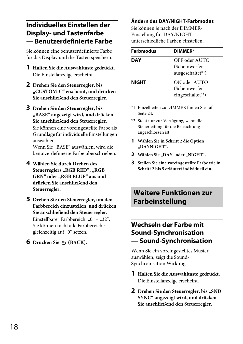 Weitere funktionen zur farbeinstellung | Sony CDX-GT565UV User Manual | Page 44 / 156