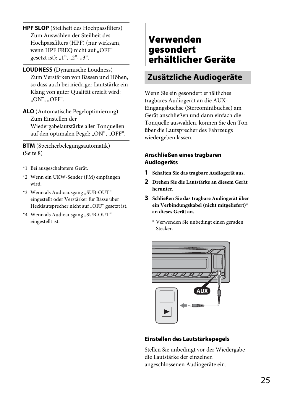 Verwenden gesondert erhältlicher geräte, Zusätzliche audiogeräte, Seite 25 | Seite 25), R (seite 25) auf d | Sony CDX-GT565UV User Manual | Page 51 / 156