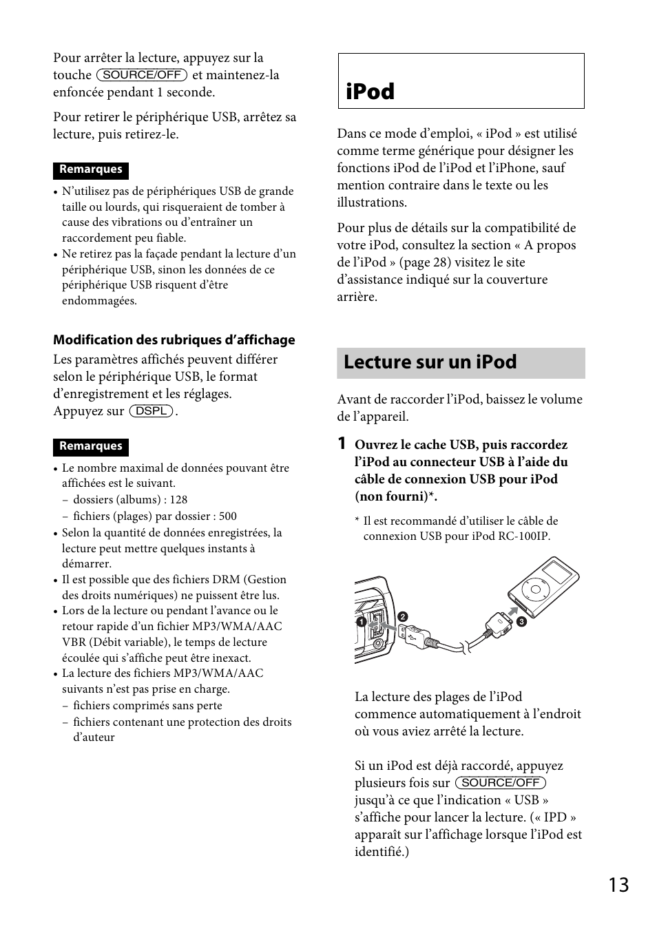 Ipod, Lecture sur un ipod | Sony CDX-GT565UV User Manual | Page 71 / 156