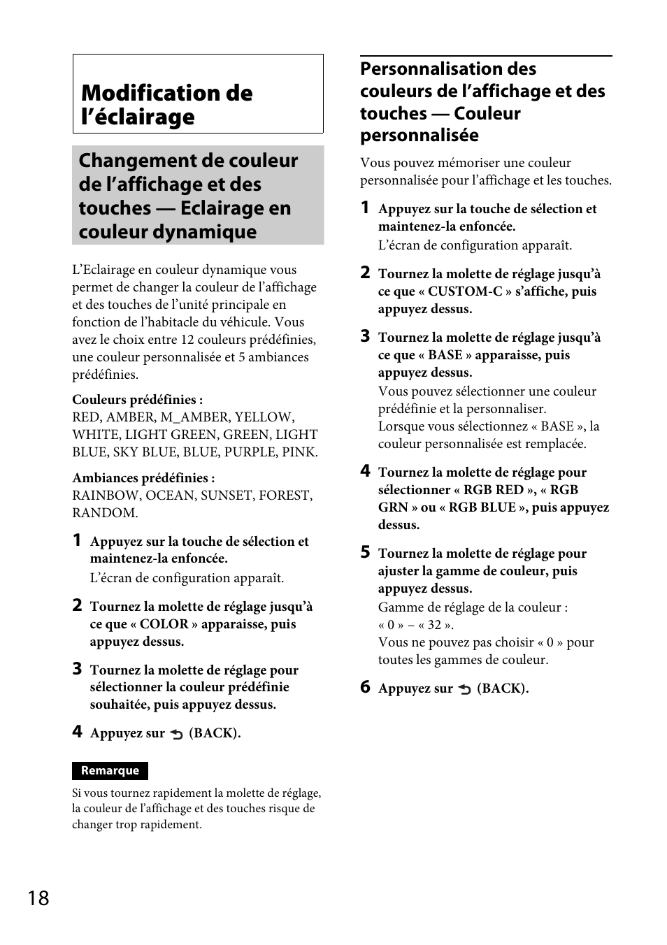 Modification de l’éclairage | Sony CDX-GT565UV User Manual | Page 76 / 156