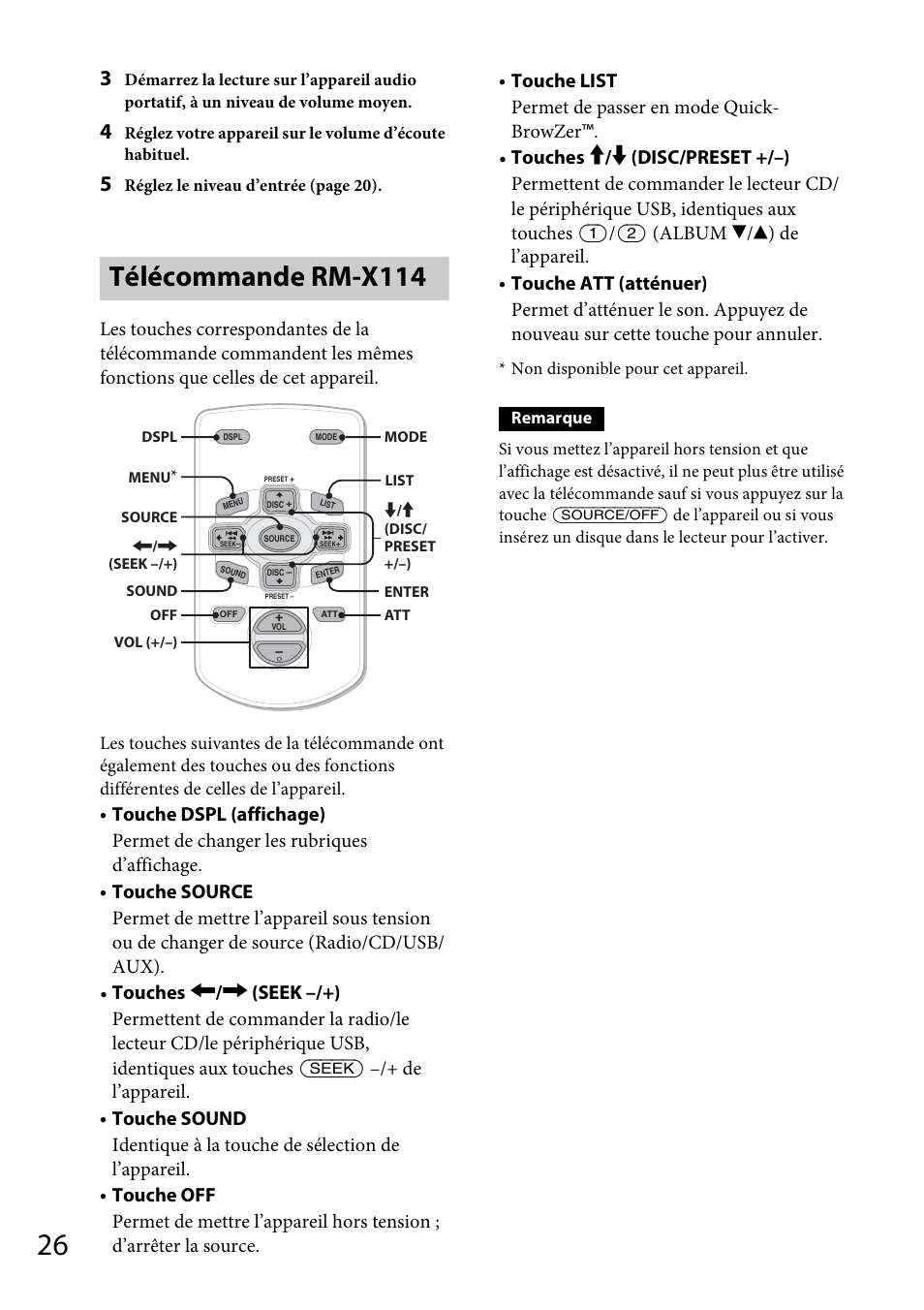 Télécommande rm-x114 | Sony CDX-GT565UV User Manual | Page 84 / 156