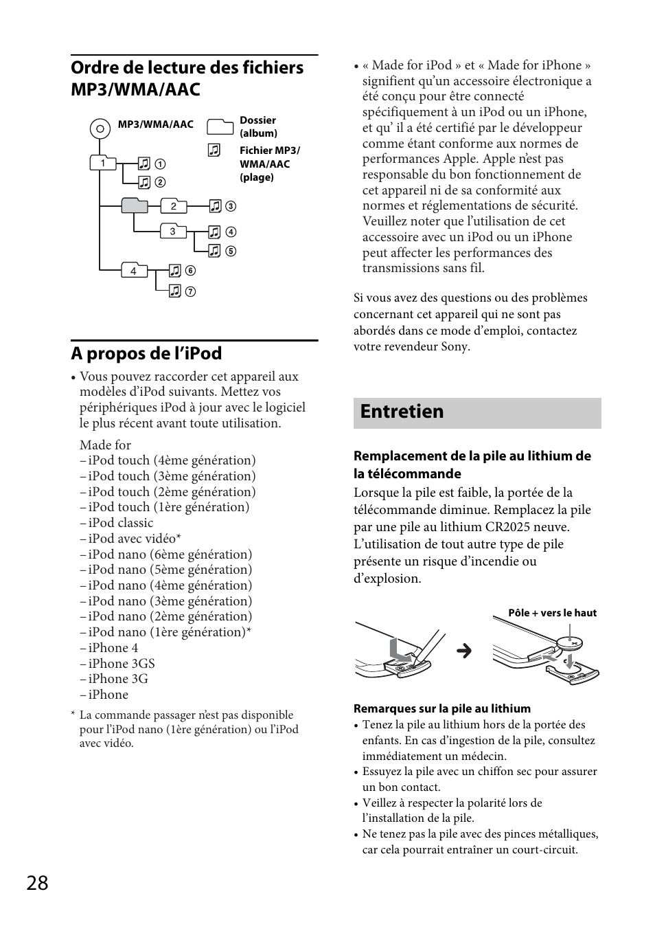 Entretien | Sony CDX-GT565UV User Manual | Page 86 / 156