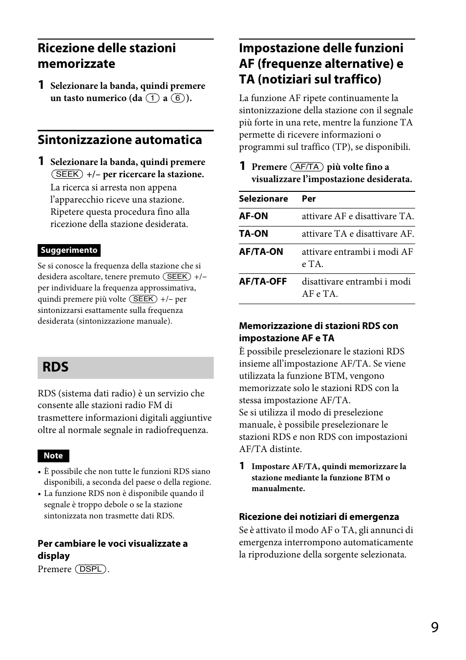 Sintonizzazione automatica 1 | Sony CDX-GT565UV User Manual | Page 99 / 156