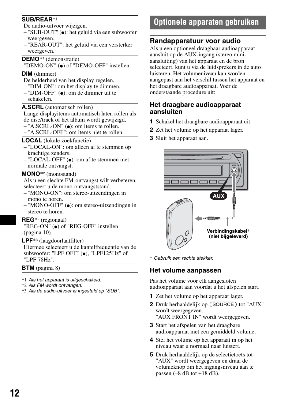 Optionele apparaten gebruiken, Randapparatuur voor audio | Sony CDX-GT310 User Manual | Page 86 / 96