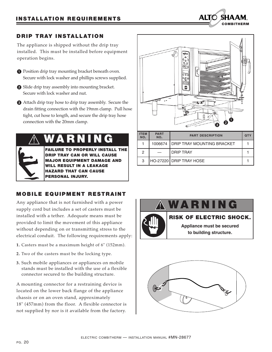 Risk of electric shock | Alto-Shaam 10.18 User Manual | Page 22 / 36