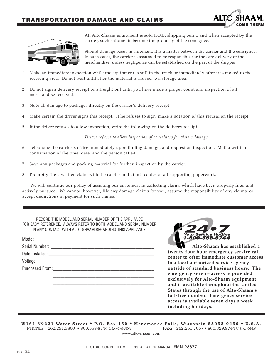 Alto-Shaam 10.18 User Manual | Page 36 / 36