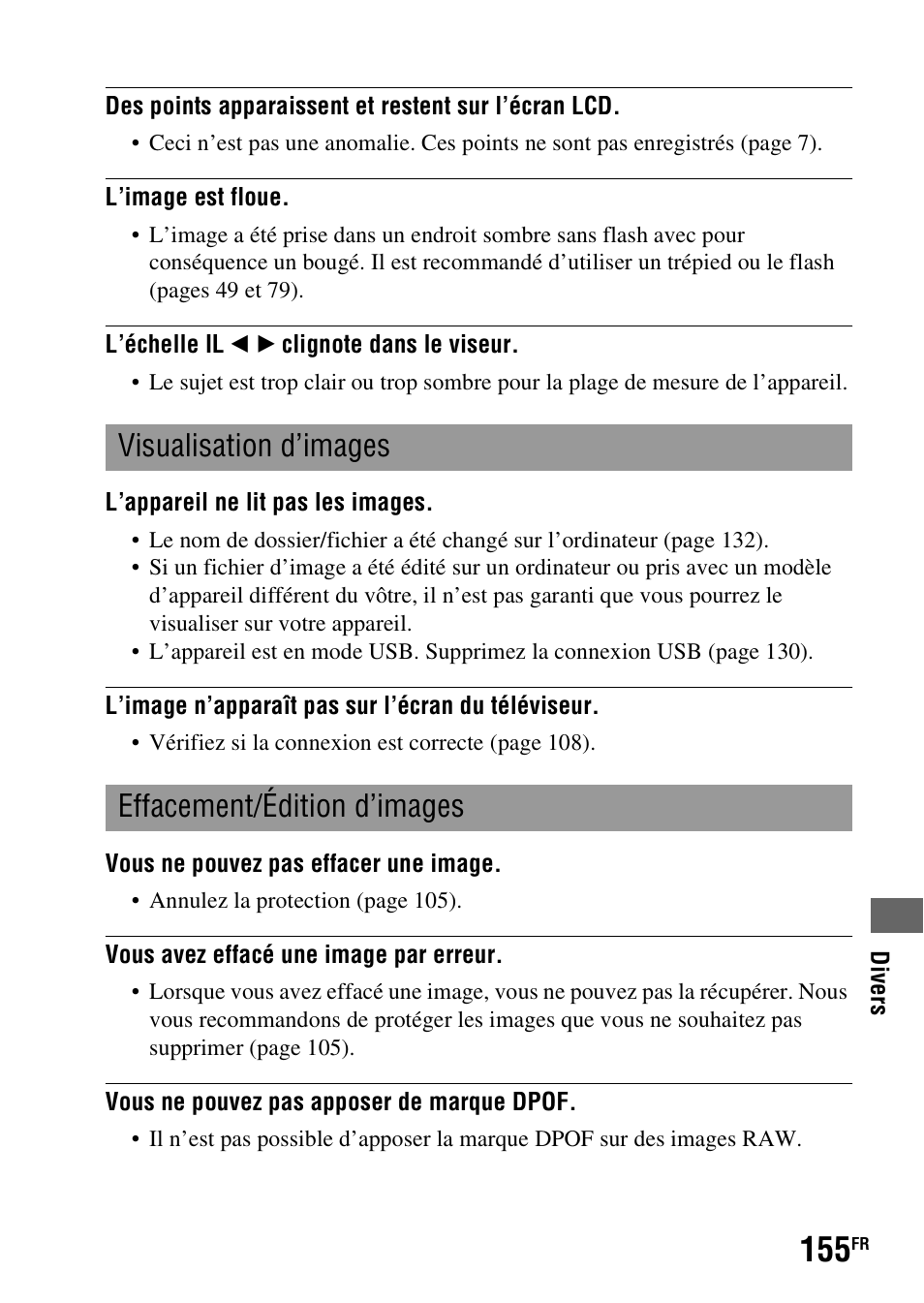 Visualisation d’images effacement/édition d’images | Sony DSLR-A290 User Manual | Page 155 / 343