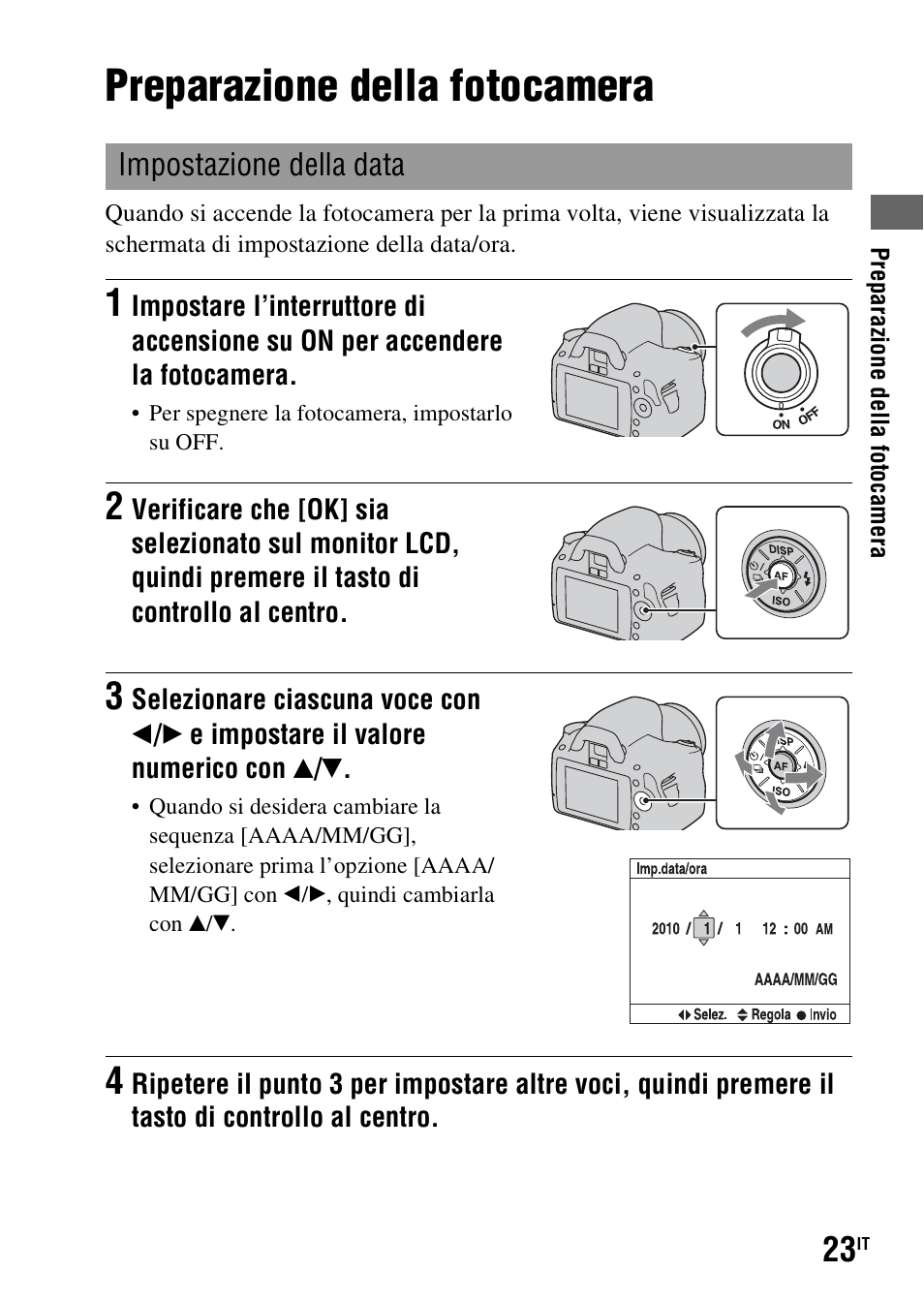 Preparazione della fotocamera | Sony DSLR-A290 User Manual | Page 191 / 343