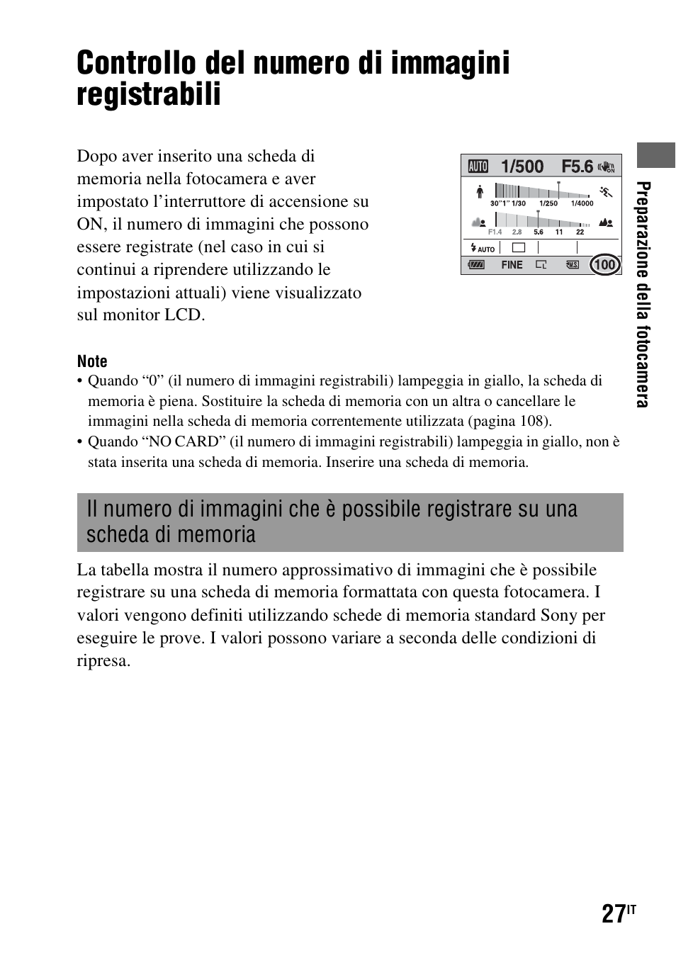 Controllo del numero di immagini registrabili | Sony DSLR-A290 User Manual | Page 195 / 343