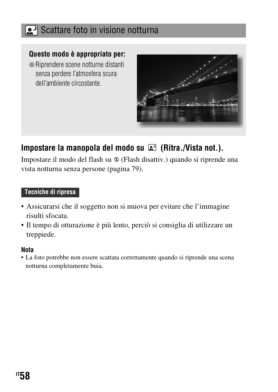Scattare foto in visione notturna | Sony DSLR-A290 User Manual | Page 226 / 343