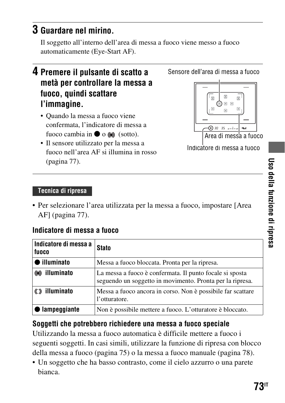 Guardare nel mirino | Sony DSLR-A290 User Manual | Page 241 / 343