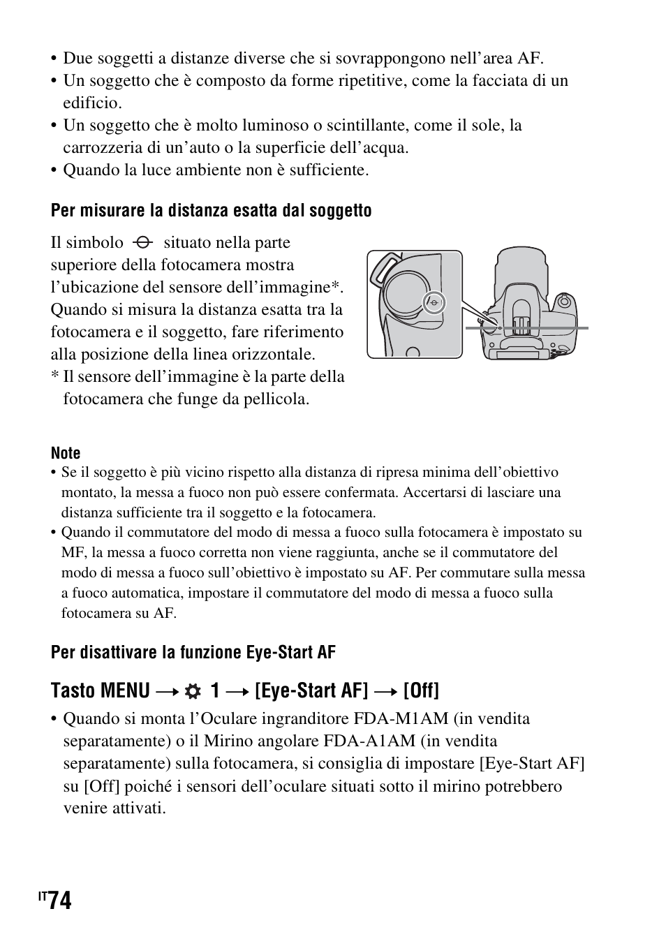 Tasto menu t 1 t [eye-start af] t [off | Sony DSLR-A290 User Manual | Page 242 / 343