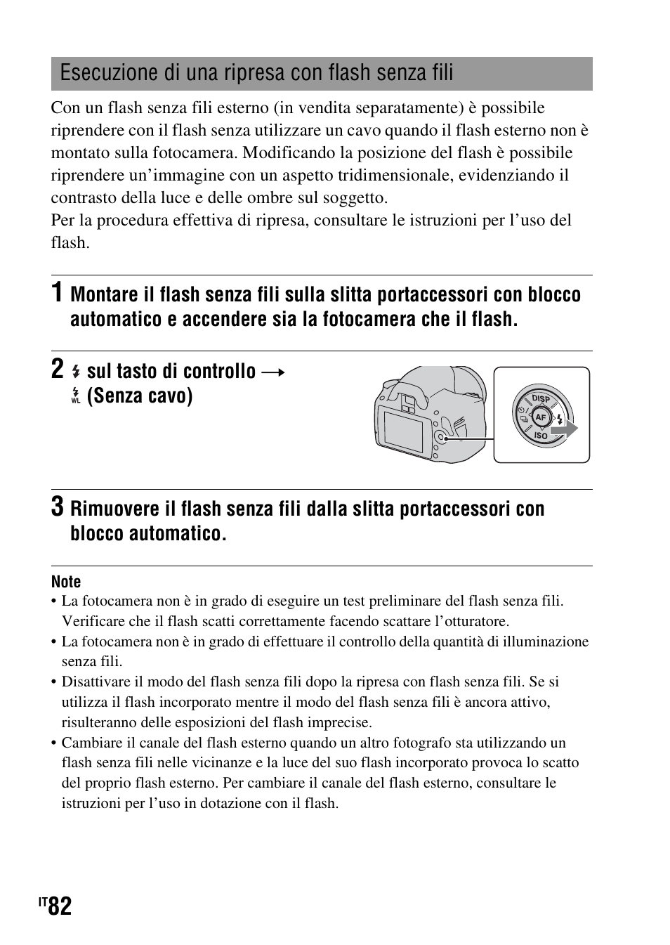 Esecuzione di una ripresa con flash senza fili | Sony DSLR-A290 User Manual | Page 250 / 343