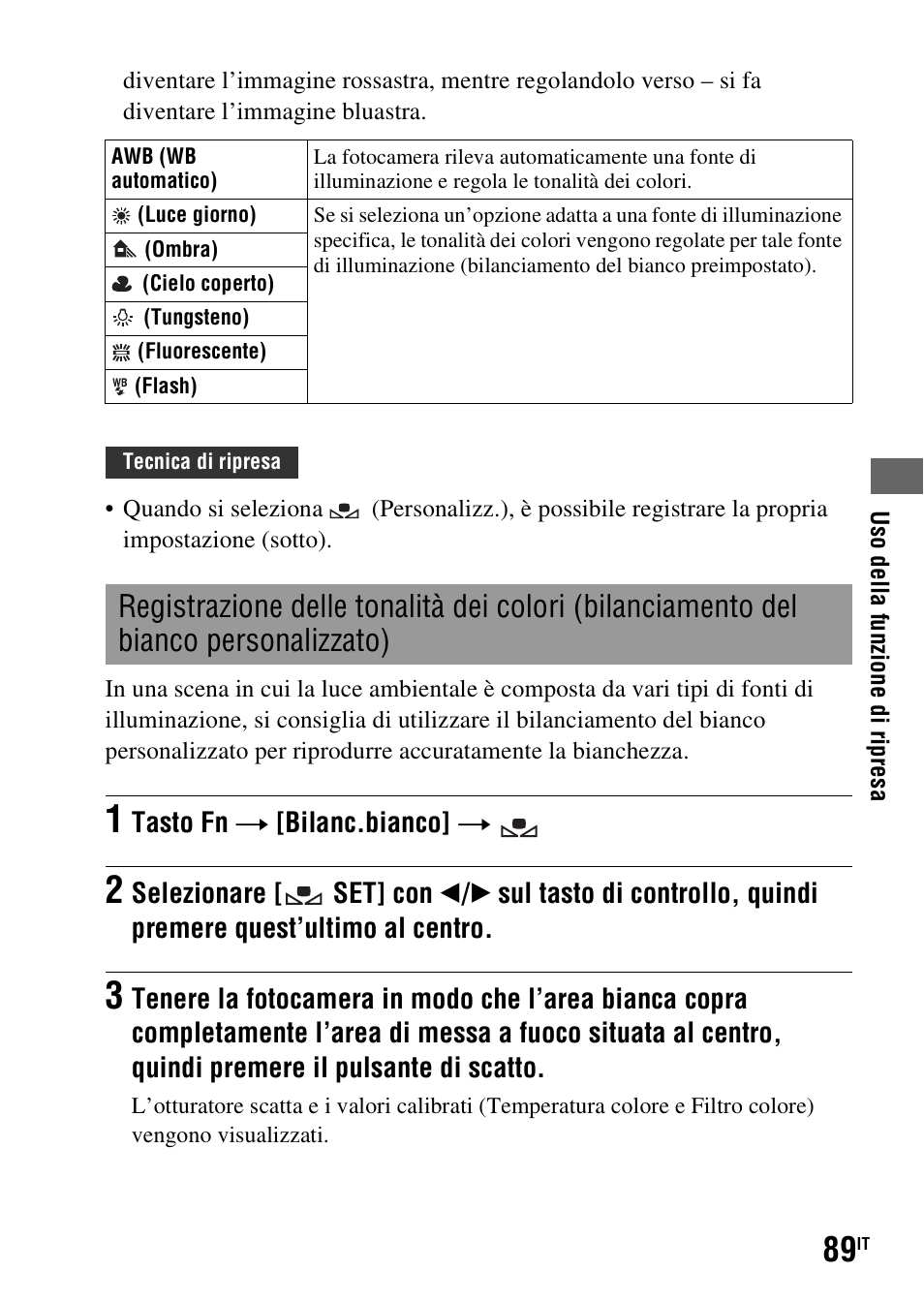 Bianco personalizzato) | Sony DSLR-A290 User Manual | Page 257 / 343