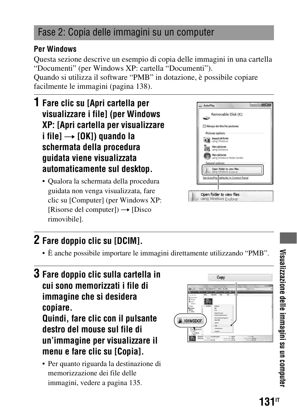 Fase 2: copia delle immagini su un computer | Sony DSLR-A290 User Manual | Page 299 / 343